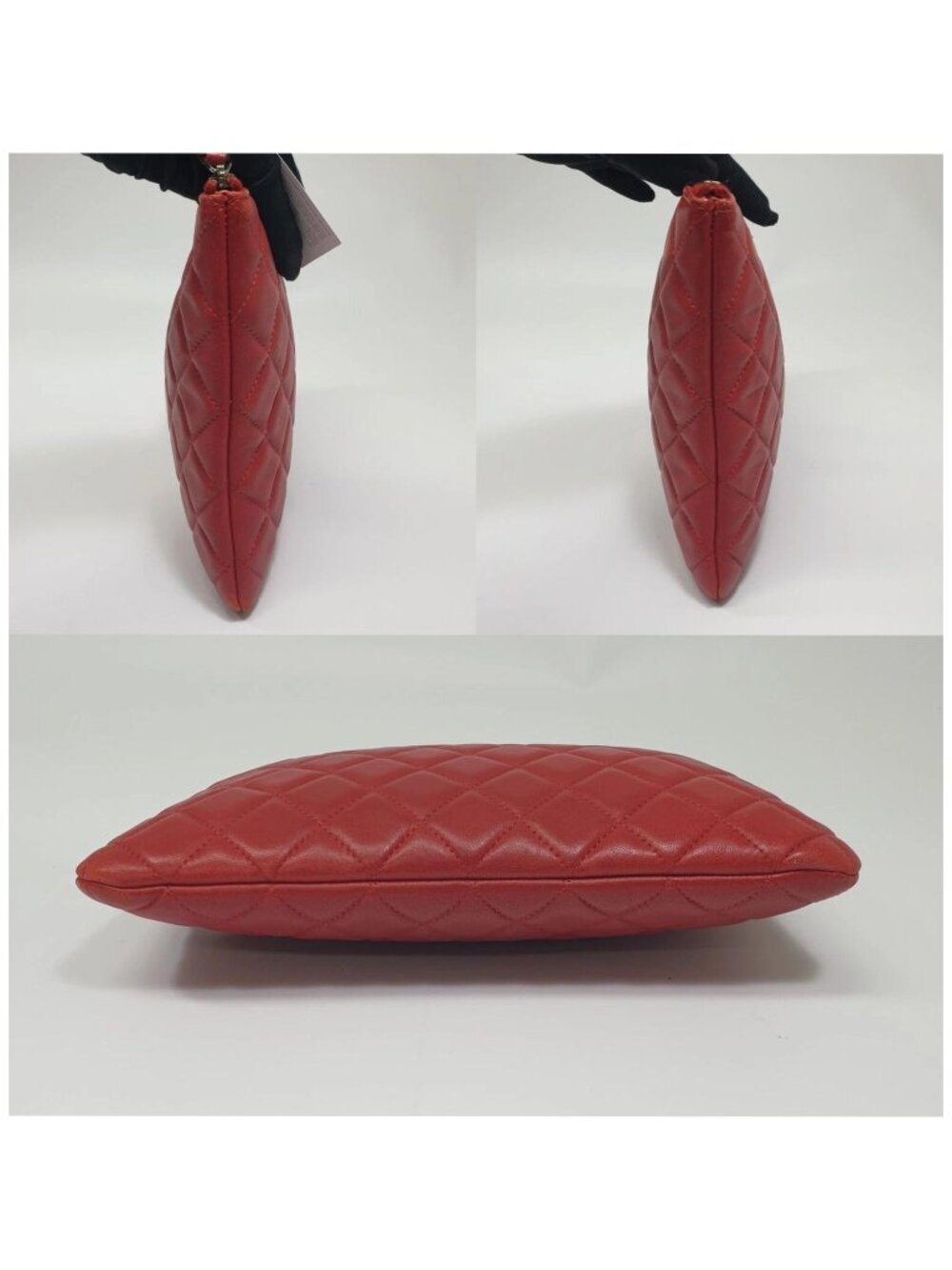 Authentic Chanel Large O Case Red Quilted Leather Clutch - Picture 4 of 12